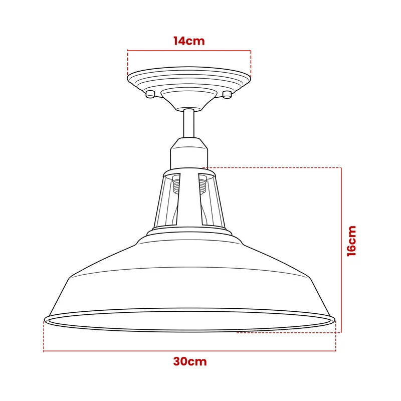 Emaille-Optik Deckenleuchte Fabrikstil Semi Flush E27 ~3806