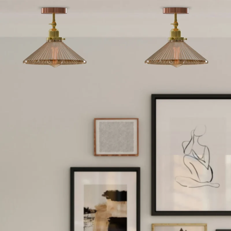 Art Déco Deckenleuchte Riffelglas Flur Wohnzimmer E27 ~3869