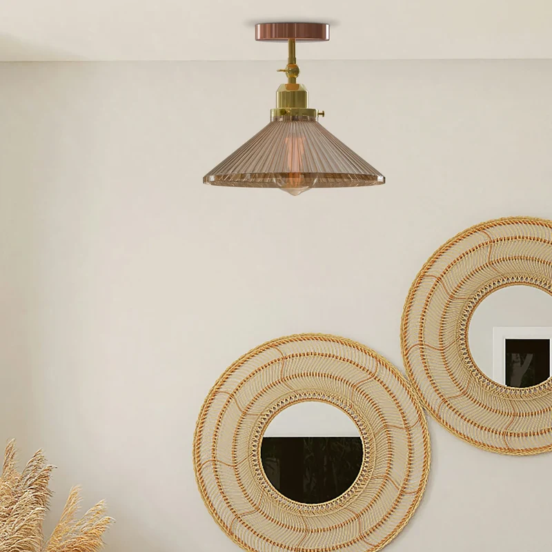 Art Déco Deckenleuchte Riffelglas Flur Wohnzimmer E27 ~3869