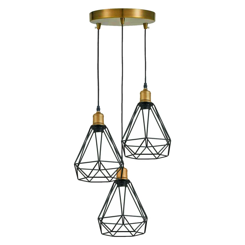intage Käfigleuchte – Industrie Pendelleuchte Diamant Esstisch | E27 ~4072