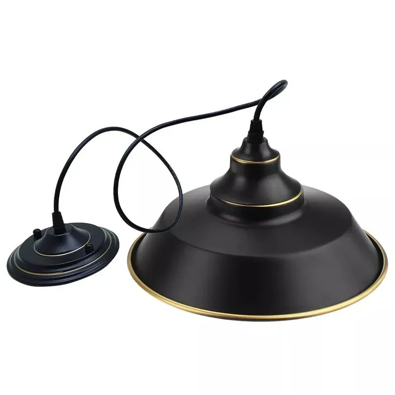 Hängelampe Schwarz Gold – Vintage Industrie Pendelleuchte Küche | Ø 22cm | E27 ~4071