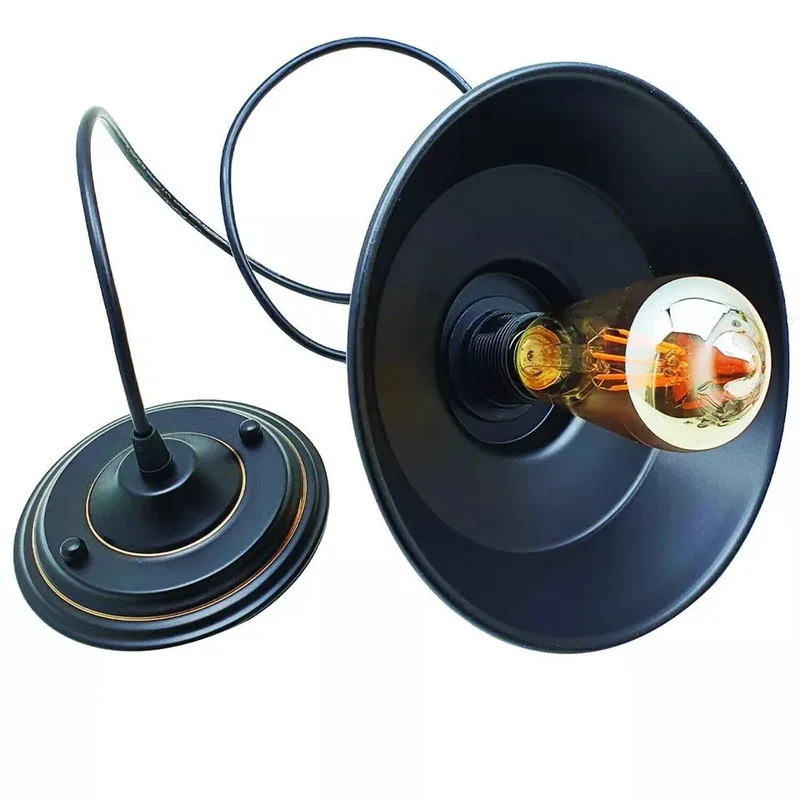 Hängelampe Schwarz Gold – Vintage Industrie Pendelleuchte Küche | Ø 22cm | E27 ~4071