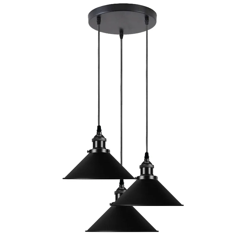 Vintage Pendelleuchte Schwarz 1- & 3-flammig Hängelampe ~3985