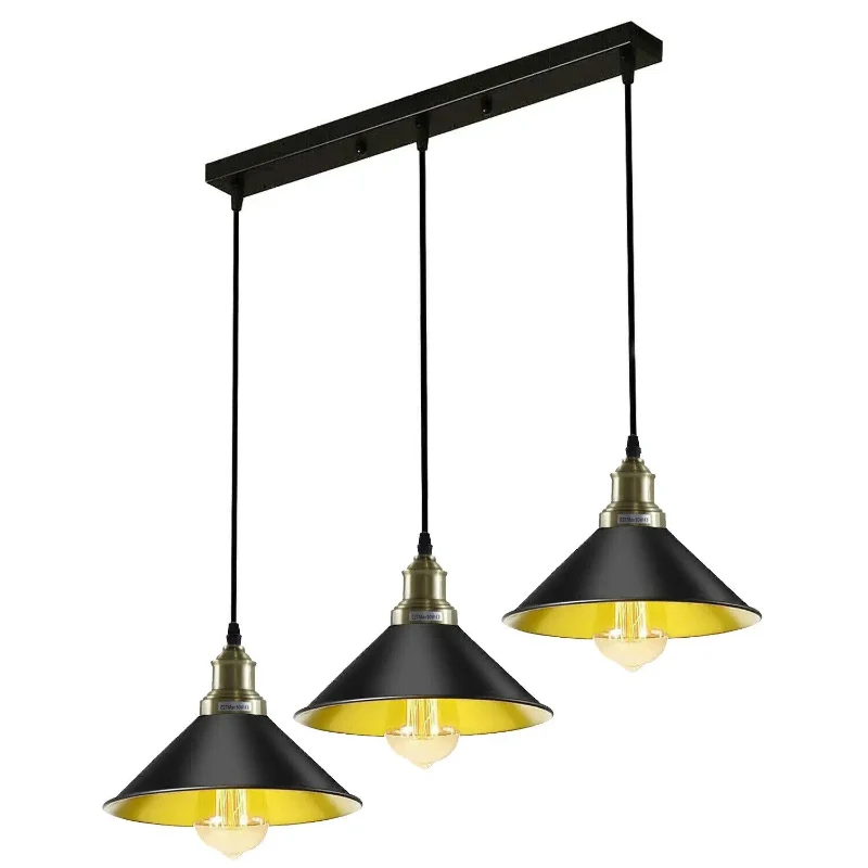 Vintage Pendelleuchte Schwarz 1- & 3-flammig Hängelampe ~3985