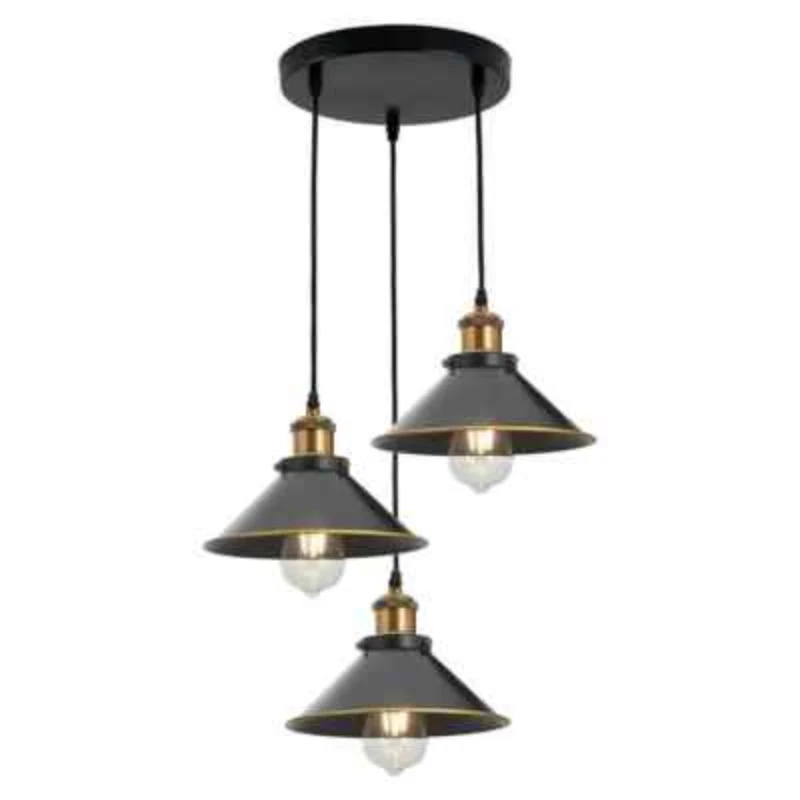 Vintage Pendelleuchte Schwarz 1- & 3-flammig Hängelampe ~3985
