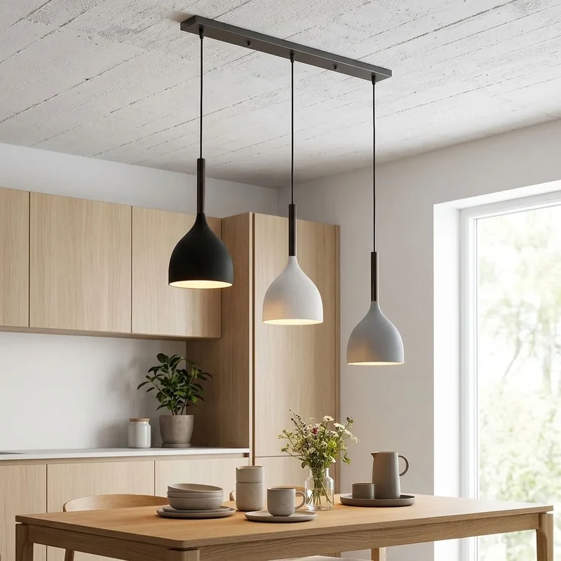 Matte 3-flammige Pendelleuchte Metall | Nordische Hängelampe Esstisch E27 ~3790