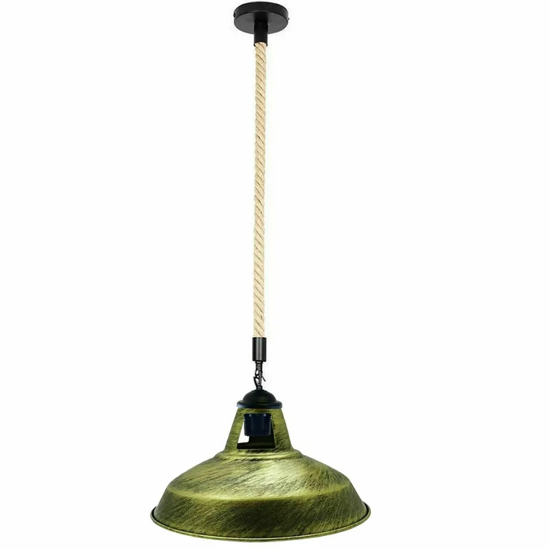 LEDSone Industrielle Hanfseil-Hängeleuchte mit Scheunenstil Pendelleuchte ~3821