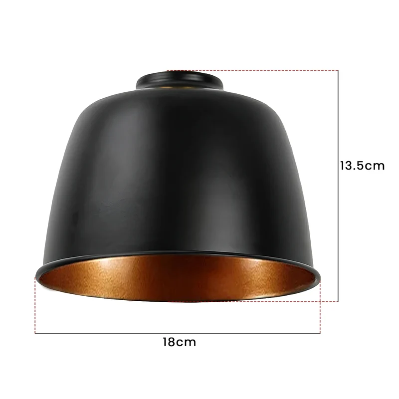 Industrie lampenschirm Set Schwarz Gold E27 | Metall Ersatzschirme einzeln ~3858