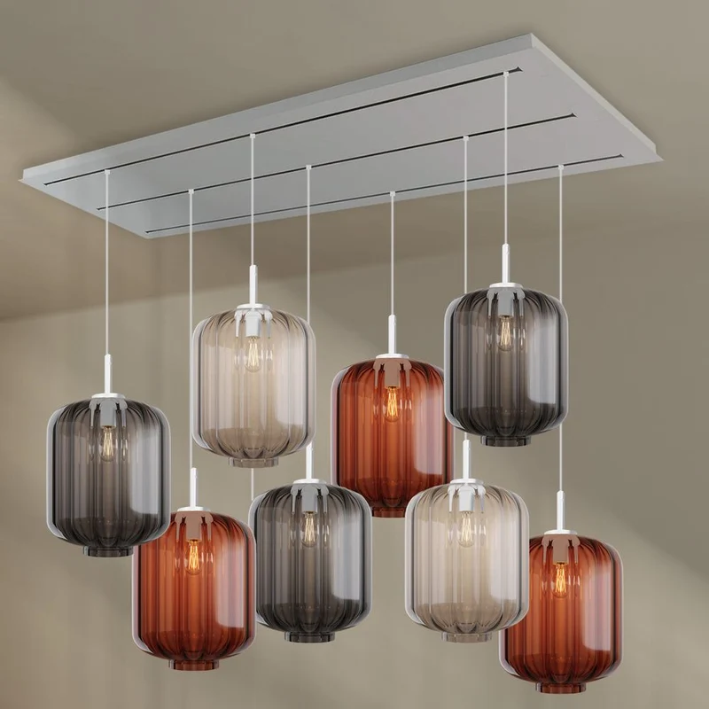 s.luce Velo Esszimmerleuchte 8-flammig 200cm 3-reihig Ø 25cm