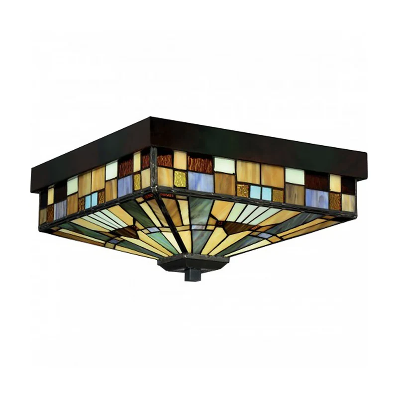 Außen-Deckenleuchte Inglenook 2-flammig Tiffany-Glas IP44 26cm