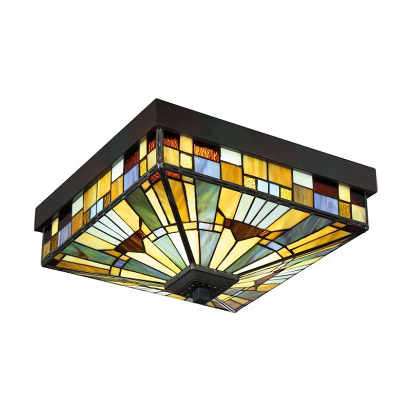 Außen-Deckenleuchte Inglenook 2-flammig Tiffany-Glas IP44 26cm