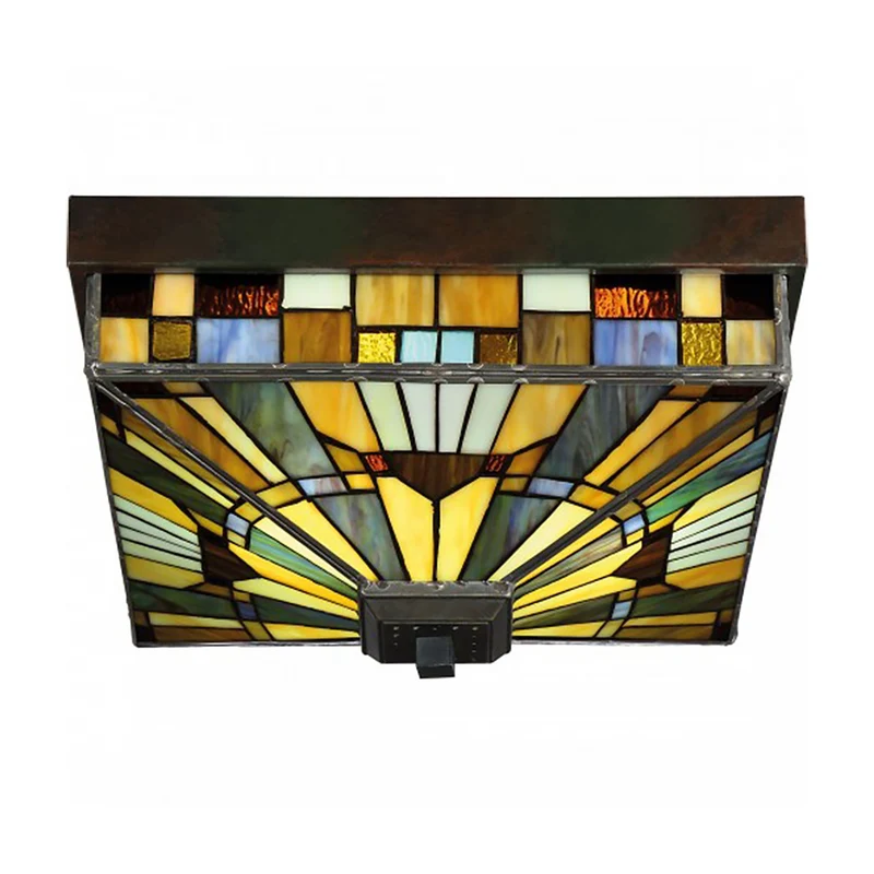 Außen-Deckenleuchte Inglenook 2-flammig Tiffany-Glas IP44 26cm