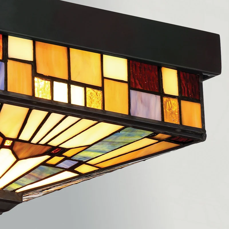 Außen-Deckenleuchte Inglenook 2-flammig Tiffany-Glas IP44 26cm