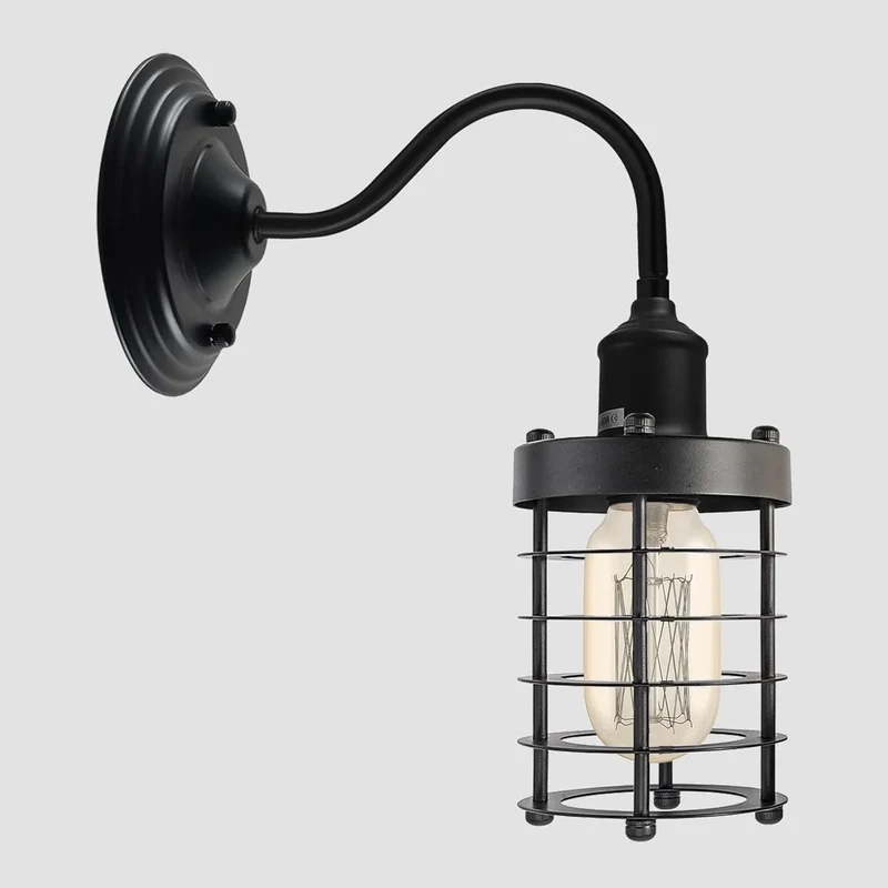 Vintage Käfiglampe – Industrie Schwanenhals Wandleuchte Loft | E27 ~3942