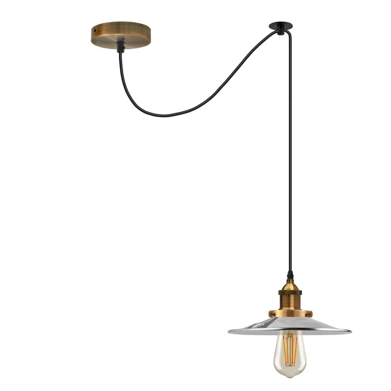 Vintage Fabriklampe – Dezentrale Teller Pendelleuchte | 2m | E27 ~3928