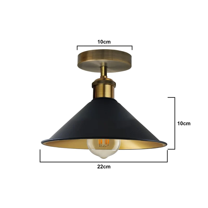 Unterputz Deckenleuchte – Vintage Trichter Deckenlampe Küche | Ø22cm | E27 ~3927
