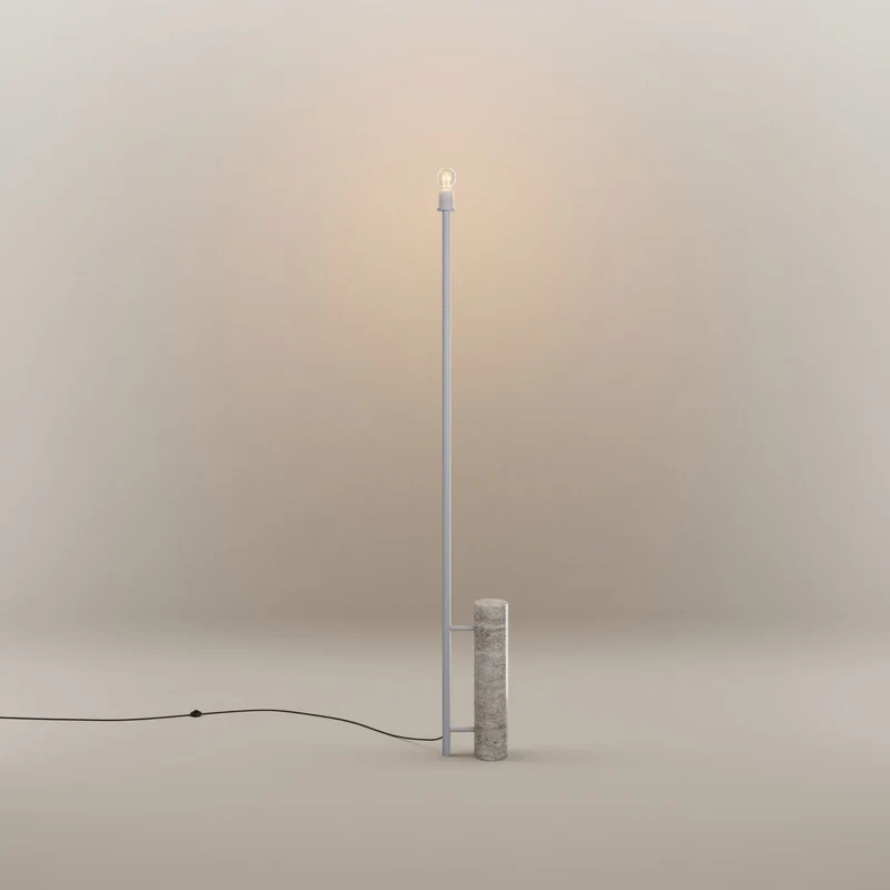 s.luce Cruet Stehleuchte Travertin-Stein 180cm Weiß
