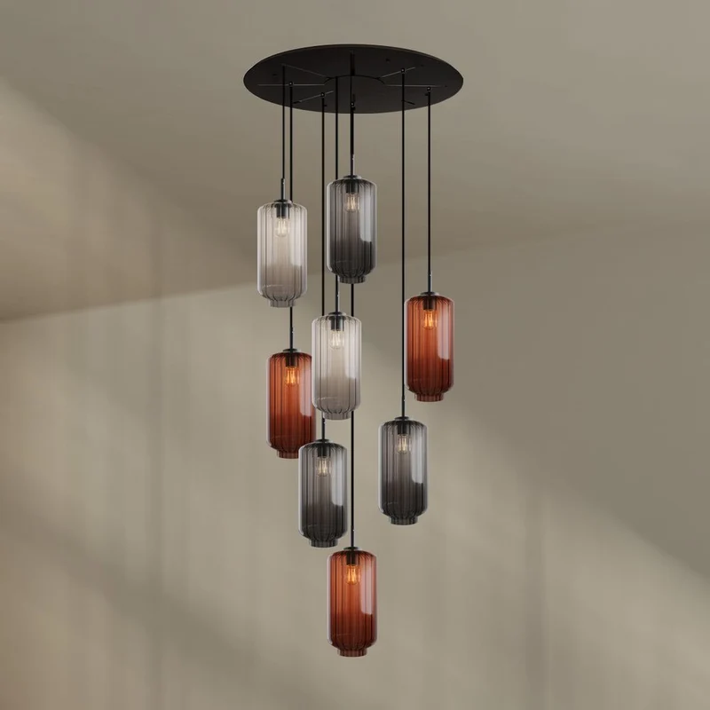 s.luce Velo 8-flammige Galerieleuchte Ø 80cm Baldachin Ø 18cm