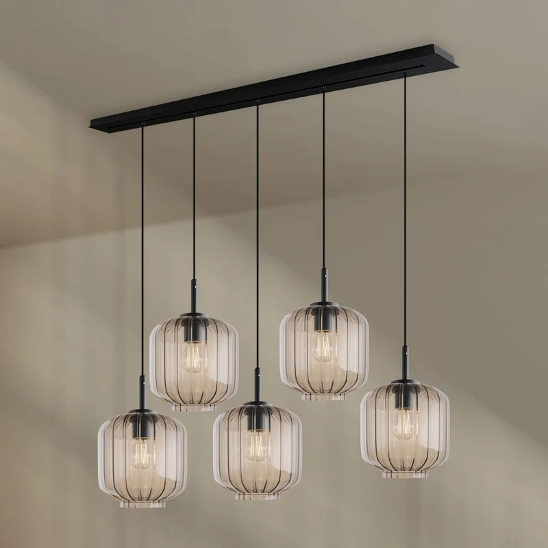 s.luce Velo Esstischlampe 5-flammig 160cm Baldachin Ø 20cm