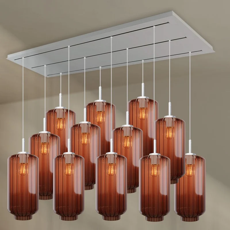 s.luce Velo Esszimmerleuchte 12-flammig 200cm 3-reihig Ø 18cm