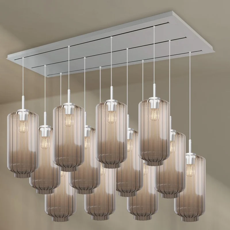 s.luce Velo Esszimmerleuchte 12-flammig 200cm 3-reihig Ø 18cm