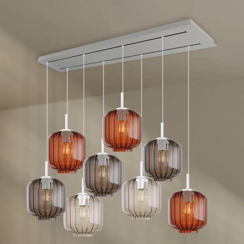 s.luce Velo Esszimmerlampe 8-flammig 160cm 2-reihig Ø 20cm