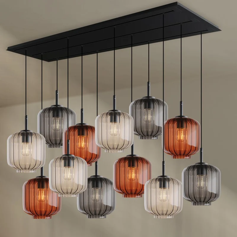s.luce Velo Esstischlampe 12-flammig 200cm 3-reihig Ø 20cm