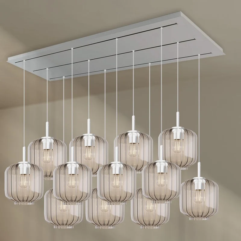 s.luce Velo Esstischlampe 12-flammig 200cm 3-reihig Ø 20cm