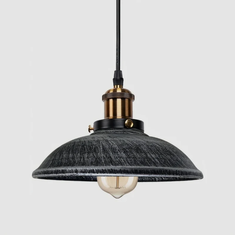 Vintage Pendelleuchte E27 Silber Gebürstet Verstellbar ~3717