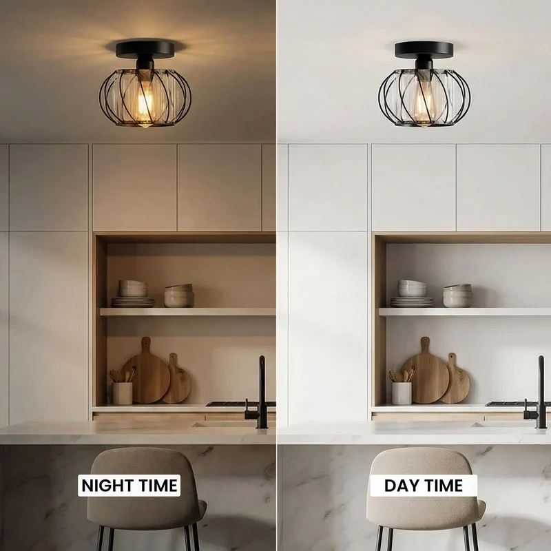 Mini Kristall Deckenleuchte Käfig | E27 Semi-Unterputz Modern Lampe Ø 18cm ~ 3714