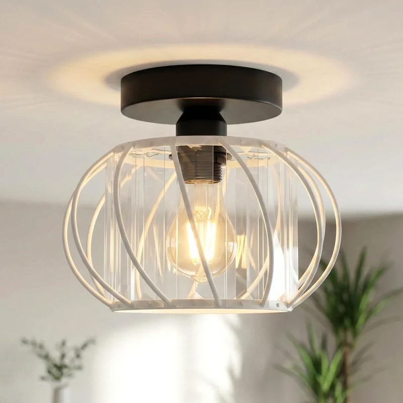 Mini Kristall Deckenleuchte Käfig | E27 Semi-Unterputz Modern Lampe Ø 18cm ~ 3714