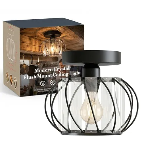 Mini Kristall Deckenleuchte Käfig | E27 Semi-Unterputz Modern Lampe Ø 18cm ~ 3714