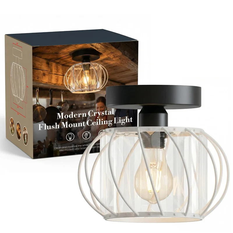 Mini Kristall Deckenleuchte Käfig | E27 Semi-Unterputz Modern Lampe Ø 18cm ~ 3714