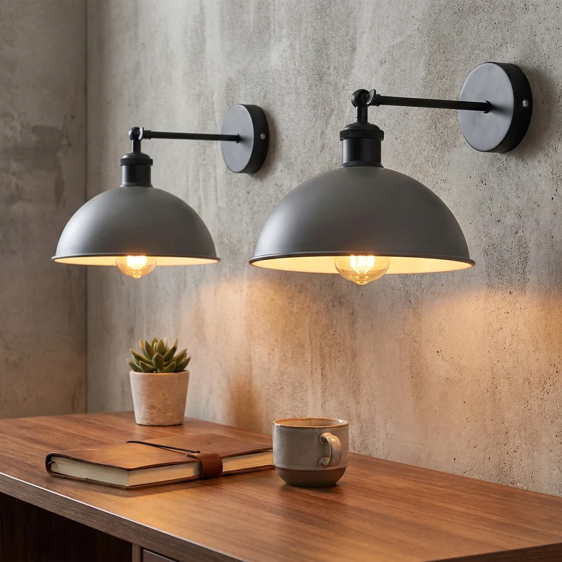 Gelenk Wandleuchte Schwarz – Industrie Loft Nachttisch Leselampe | Ø21cm | E27 ~3924