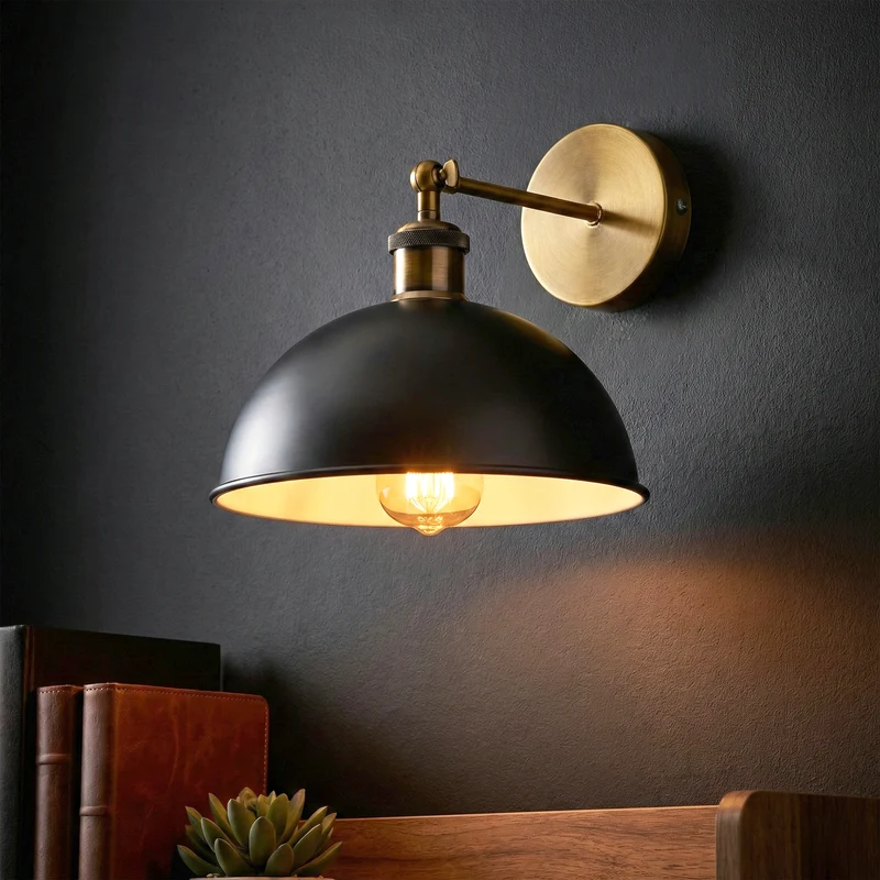 Bauhaus Wandleuchte – Vintage Gelenk Wandlampe Industrial | Ø 21cm | E27 ~3923
