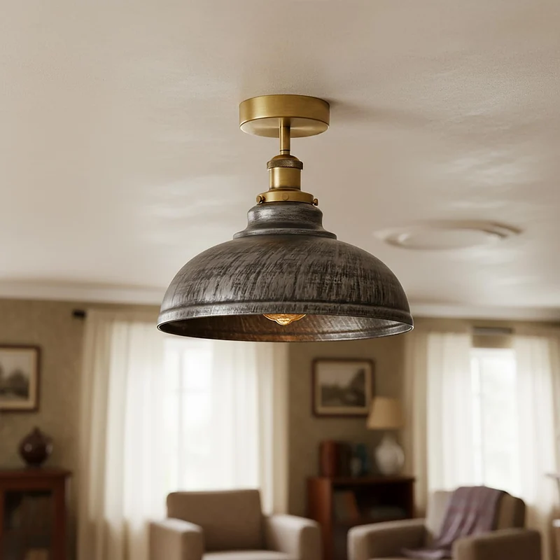 Industrie Deckenleuchte – Vintage Unterputz Halbschalen Lampe | Ø29cm | E27 ~3922