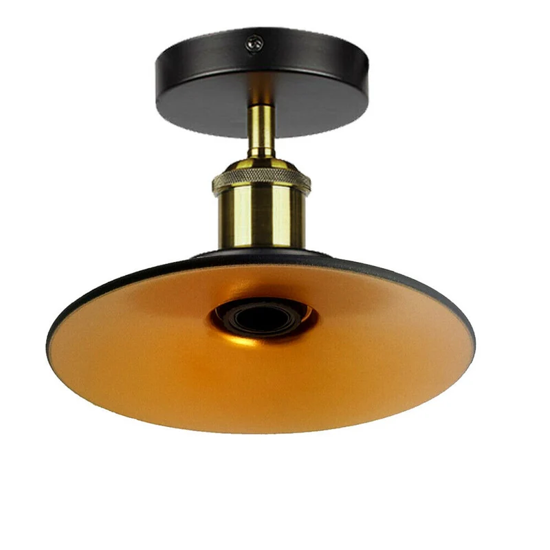 Unterputz Deckenleuchte Schwarz Gold – Industrie Tellerlampe ~3921
