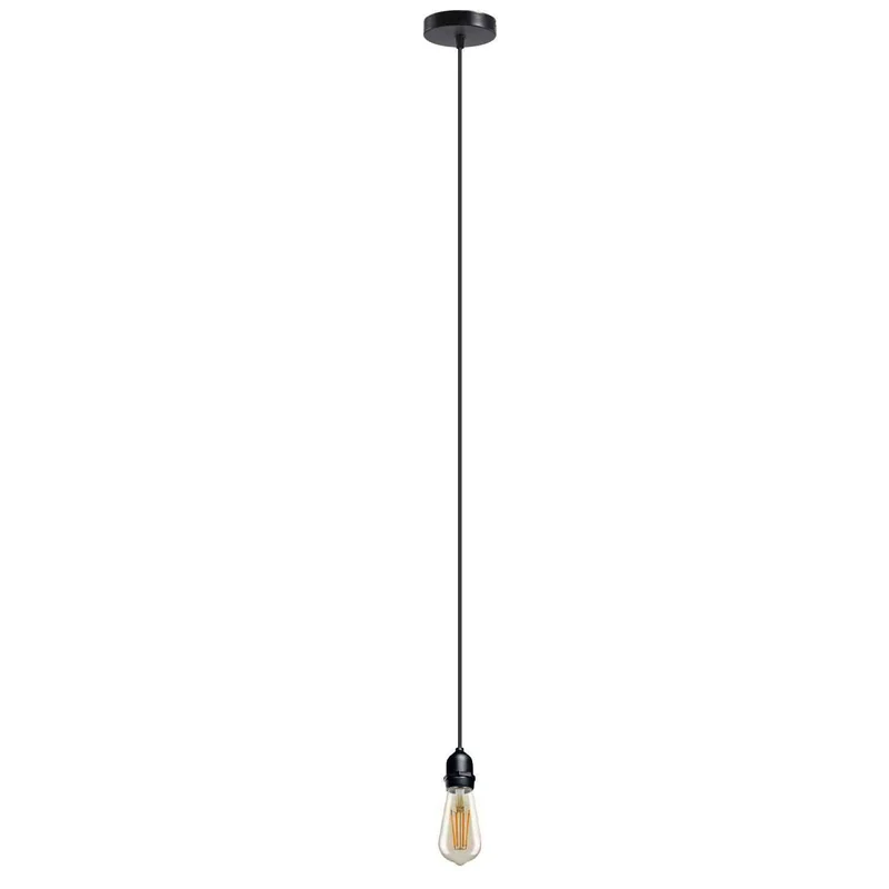 E27 Pendelleuchte IP44 Lampenfassung Schwarz Metall 2 m PVC-Kabel~3918