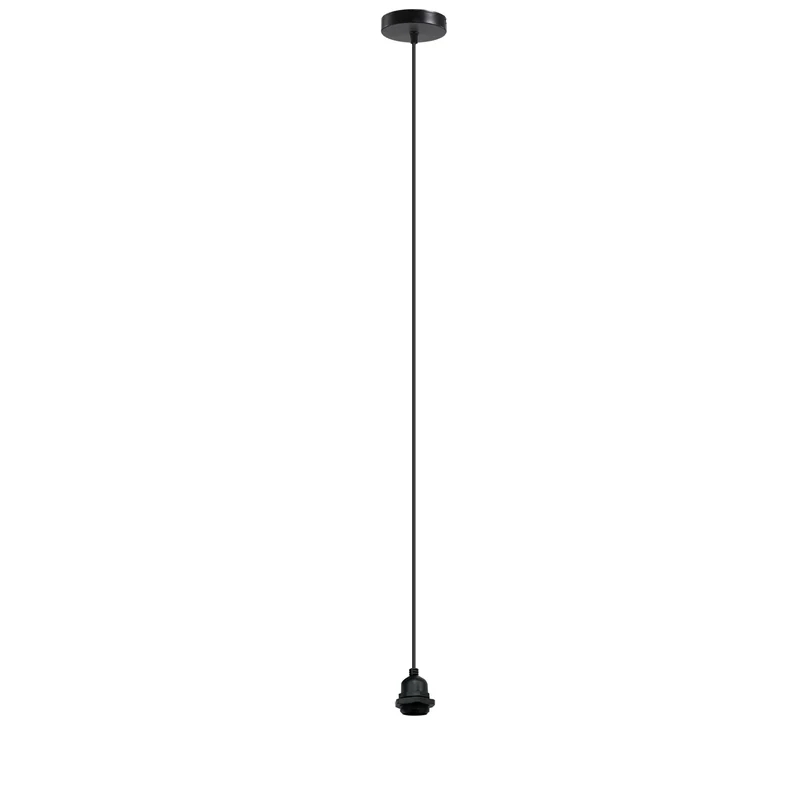 E27 Pendelleuchte IP44 Lampenfassung Schwarz Metall 2 m PVC-Kabel~3918