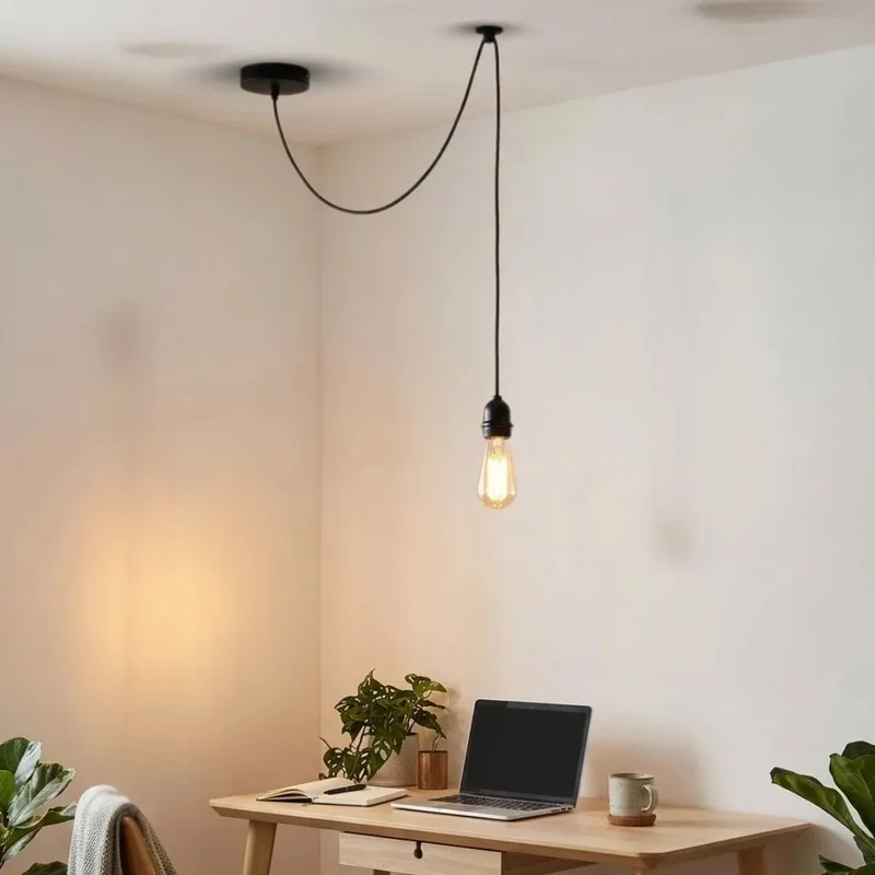 IP44 Hängeleuchte Außen E27 Schwarz 2m kabel Dezentral Pendelleuchte ~3917