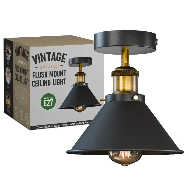 Industrial Deckenleuchte Flush Mount Metall Vintage ~3625
