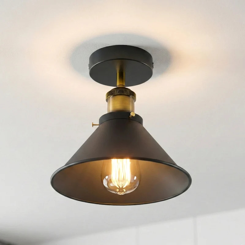 Industrial Deckenleuchte Flush Mount Metall Vintage ~3625