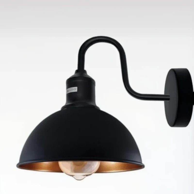 LEDSONE Industrielle Schwanenhals Wandleuchte Schwarz ~3649