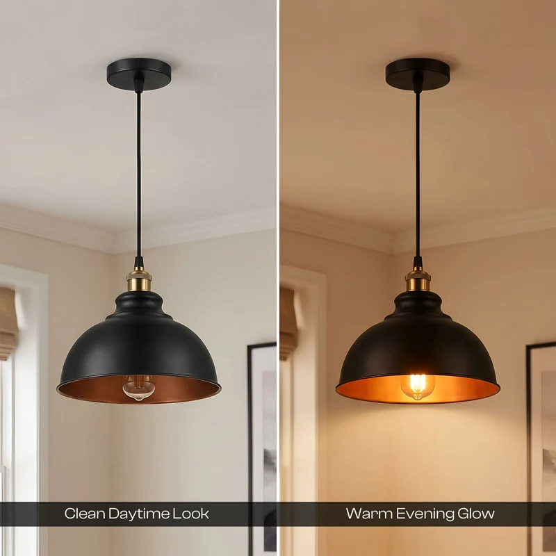 Hängelampe Schwarz innen Gold | E27 ~3852