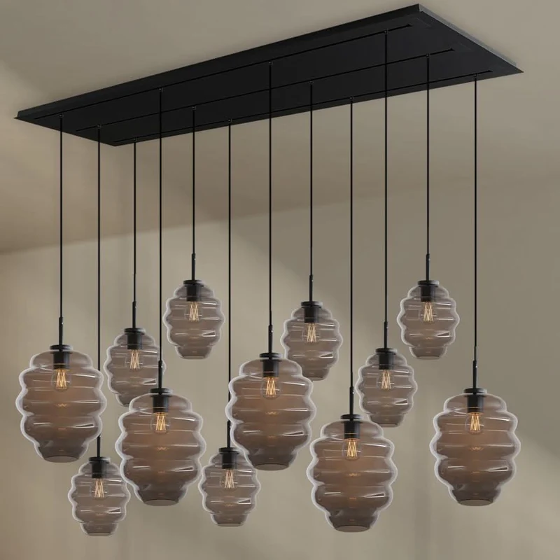 s.luce Echos Esszimmerlampe 12-flammig 200cm 3-reihig Ø 18/25cm