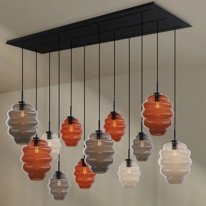 s.luce Echos Esszimmerlampe 12-flammig 200cm 3-reihig Ø 18/25cm