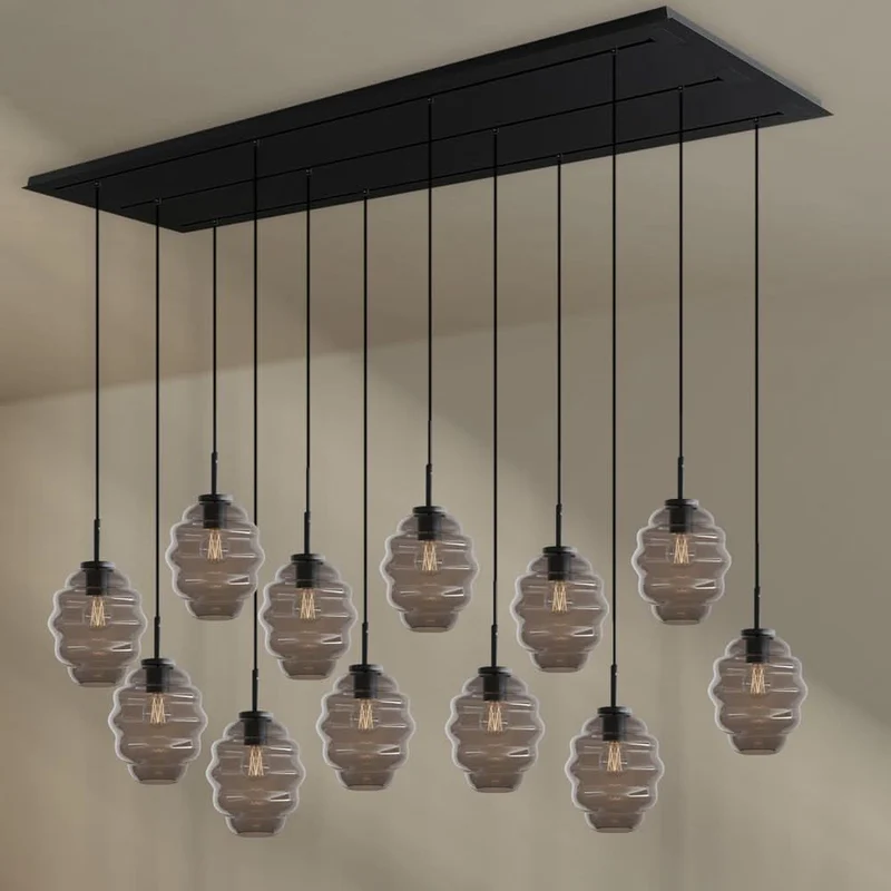 s.luce Echos Esszimmerlampe 12-flammig 200cm 3-reihig Ø 18cm