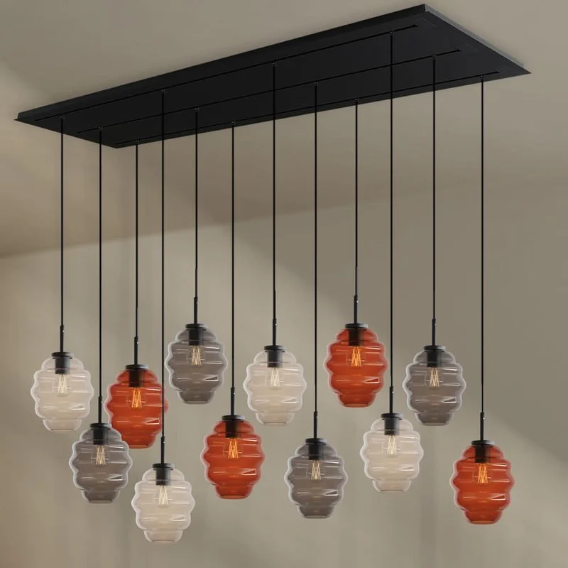 s.luce Echos Esszimmerlampe 12-flammig 200cm 3-reihig Ø 18cm