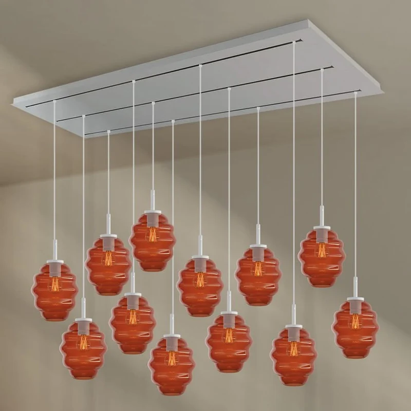 s.luce Echos Esszimmerlampe 12-flammig 200cm 3-reihig Ø 18cm