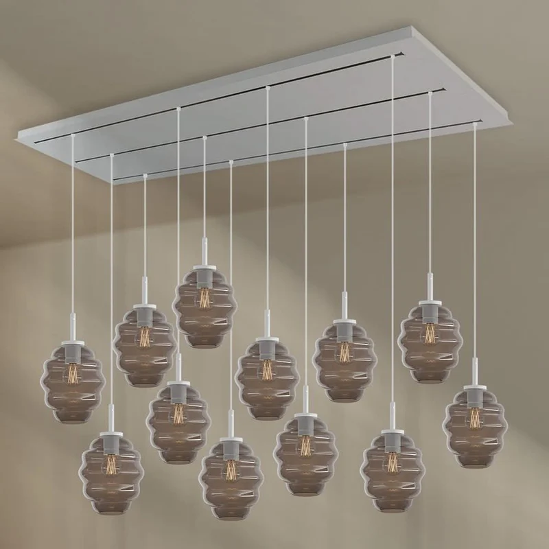 s.luce Echos Esszimmerlampe 12-flammig 200cm 3-reihig Ø 18cm